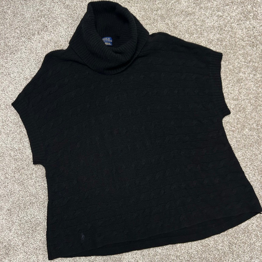 Polo Ralph Lauren Wool Cashmere Cowl Neck Cable Knit Sweater Women Medium Preppy